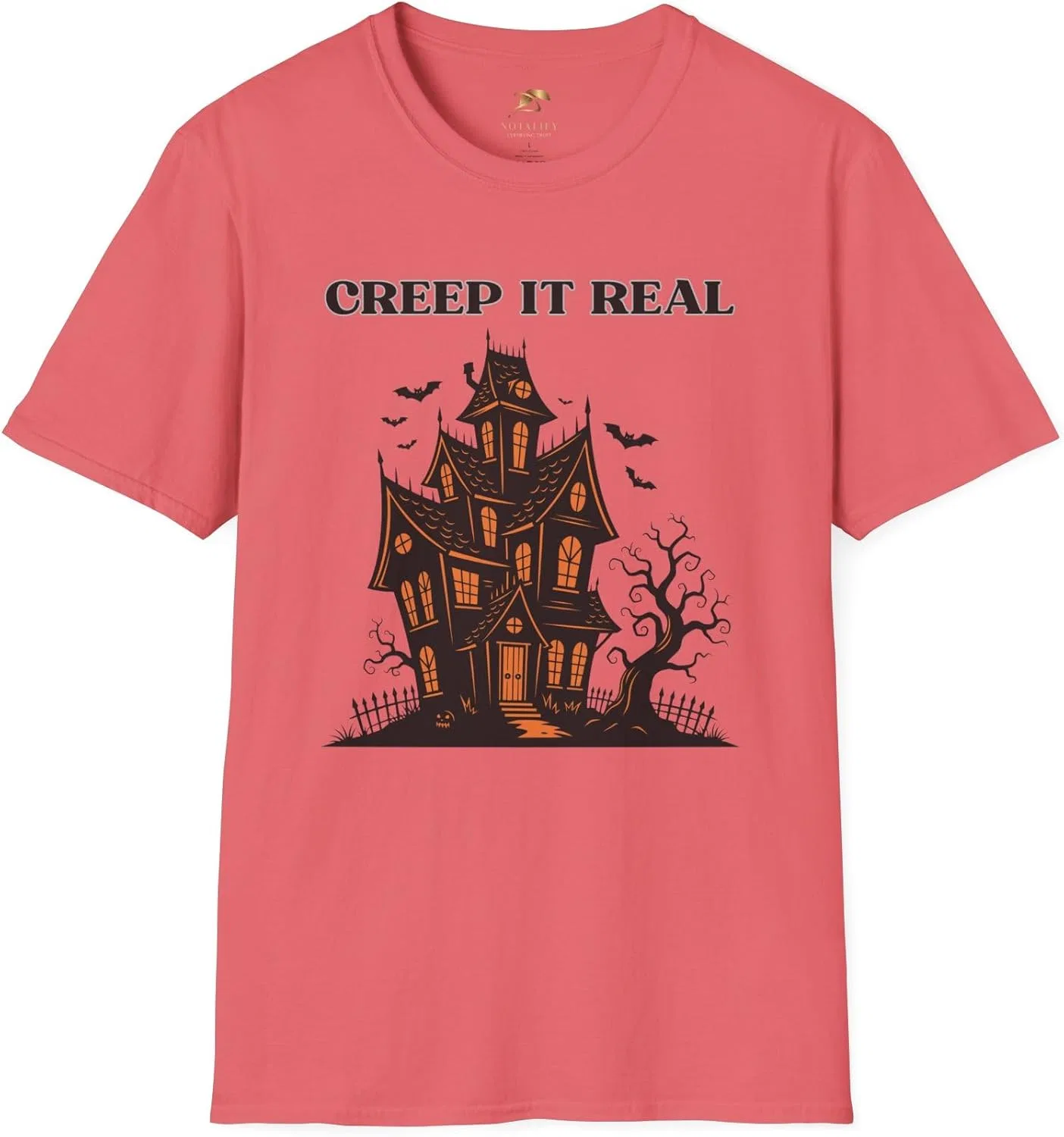 Футболка NOTALIFY Creep It Real Haunted House на Хэллоуин | Жуткая забавная футболка с графическим принтом для мужчин и женщин | Футболка для похода за сладостями