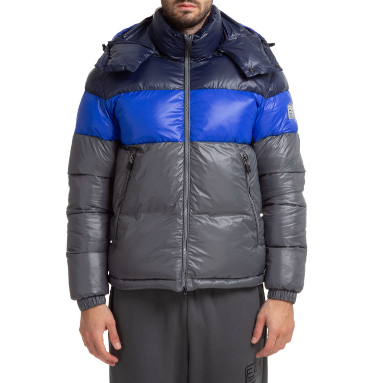 Куртка пуховик EA7 мужская серая и синяя EMPORIO ARMANI — фото 4