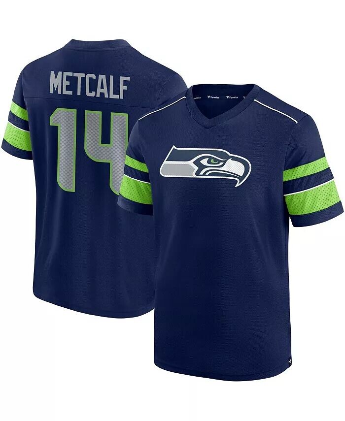 

Мужская футболка DK Metcalf College Navy Seattle Seahawks с V-образным вырезом и хэштегом имени и номера Fanatics