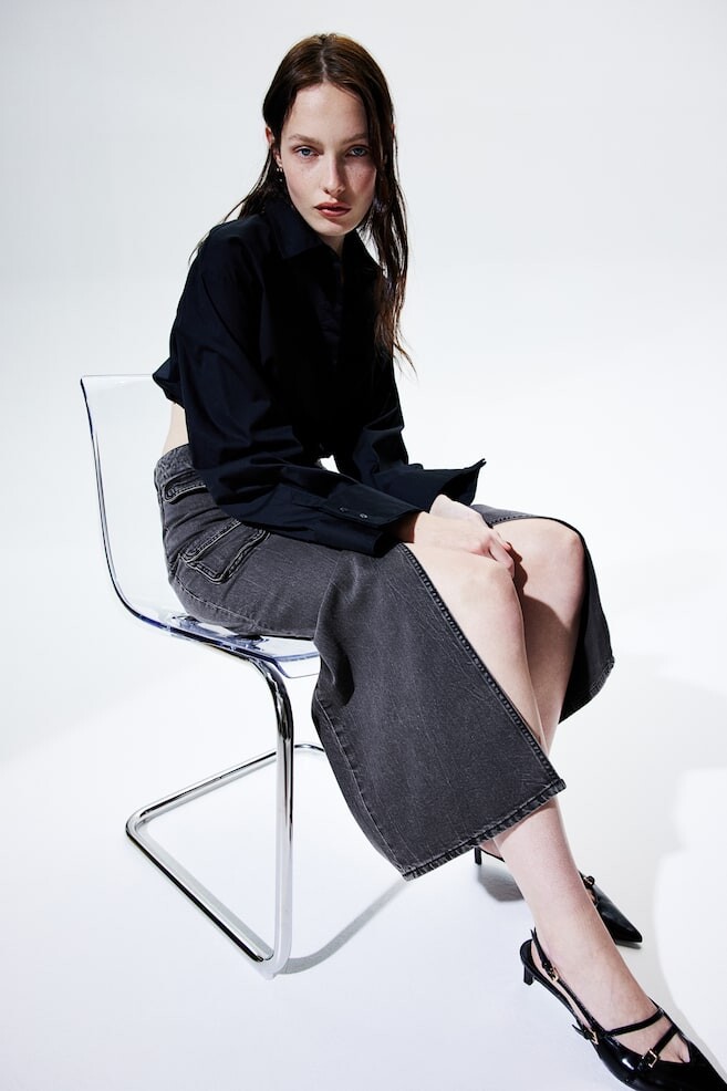 

Юбка макси из джинсовой ткани в образе карго H&M, серый