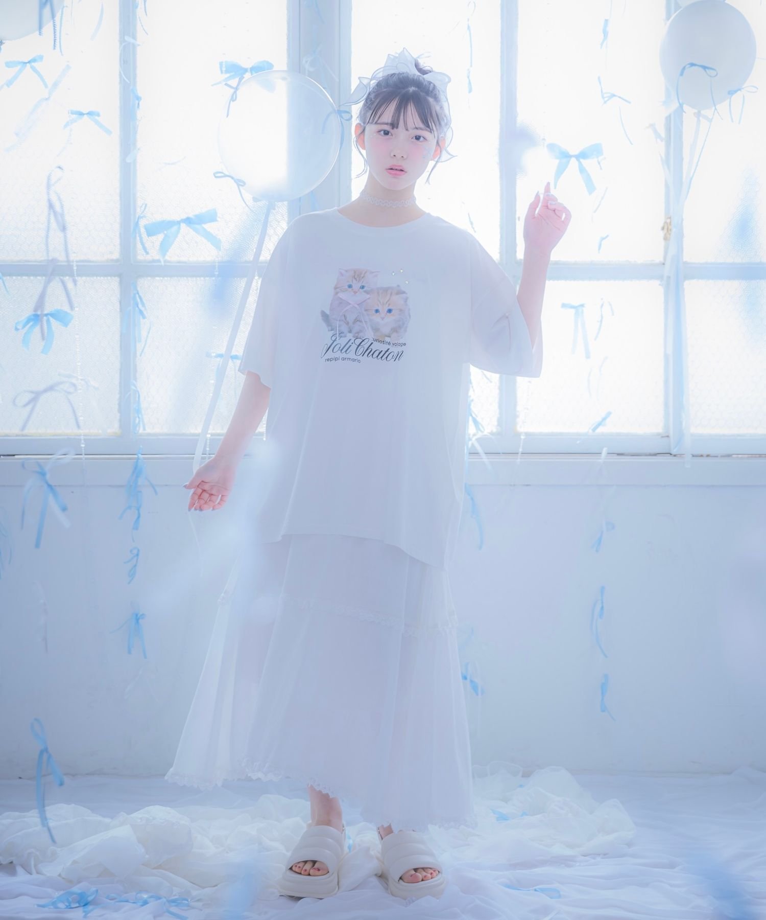 Длинная кружевная многоярусная юбка Repipi armario, White 05 — фото 2