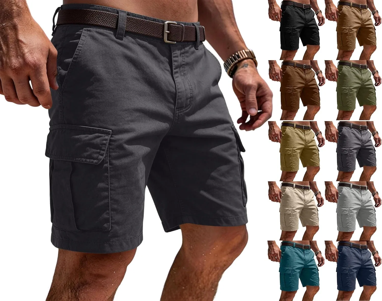 Шорты активные мужские Cargo с множеством карманов, D01 Dark Gray