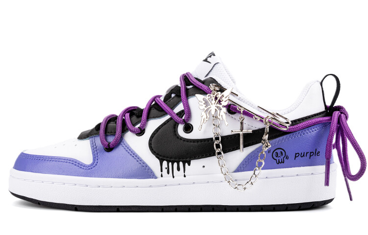 

Кроссовки Nike Court Borough Series Skateboard Shoes Women's Low-Top White Black/Purple