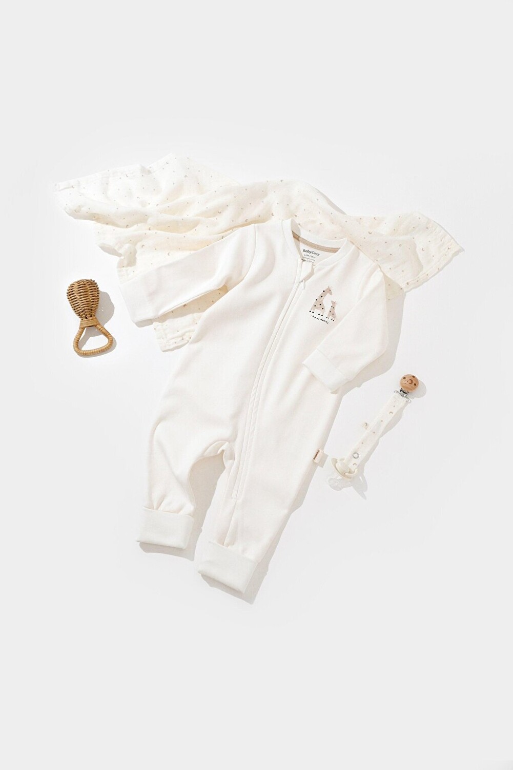 

Комбинезон на молнии BabyCosy Organic Wear, экрю