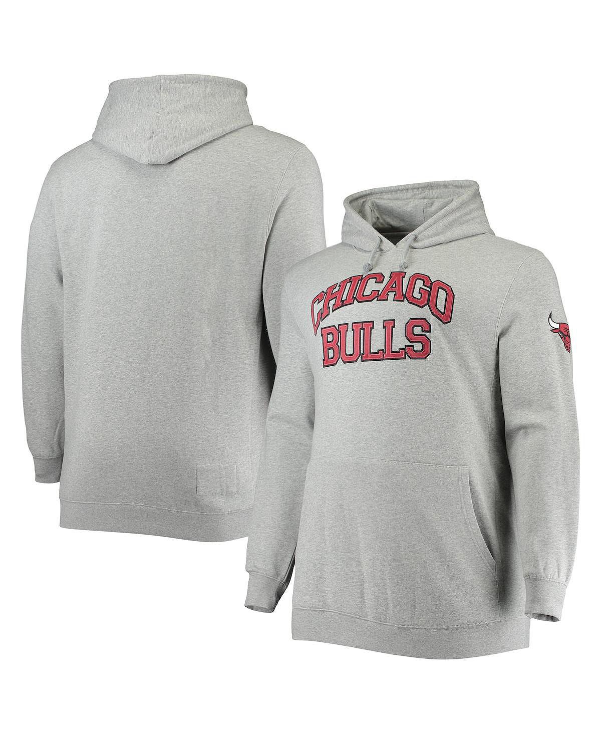 

Мужской пуловер с капюшоном цвета Хизер Серый Chicago Bulls Hardwood Classics Big and Tall Throwback Mitchell & Ness