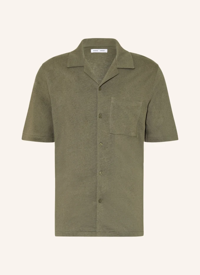 

Вязаная курортная рубашка samartin slim fit с льном Samsøe Samsøe, зеленый