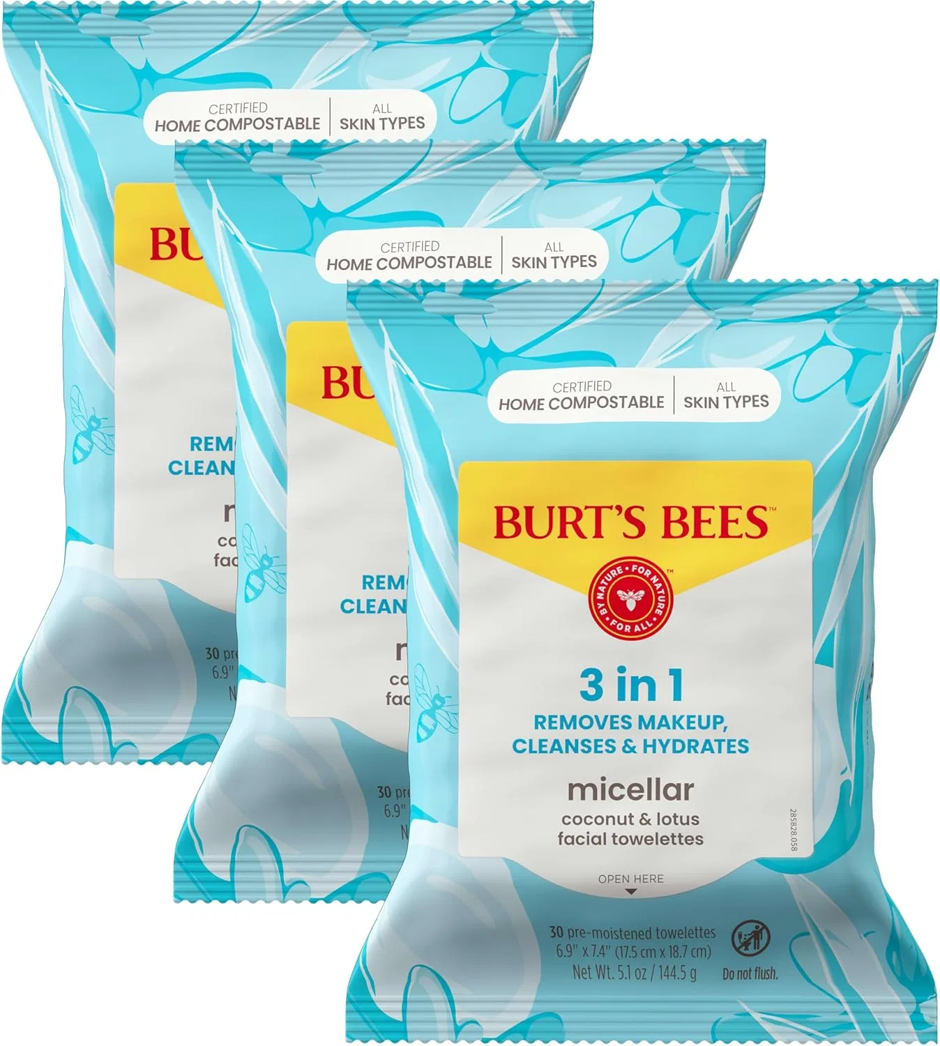 Мицеллярная вода Burt's Bees — Салфетки для снятия макияжа -в-1 с кокосом и лотосом, ×, 248 г