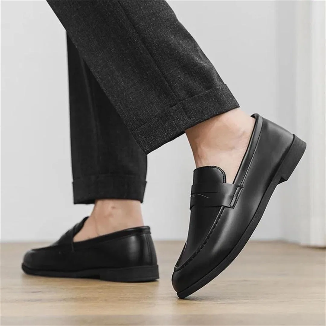 Лоферы кожаные Men Leather Loafers, Dark Blue — фото 4