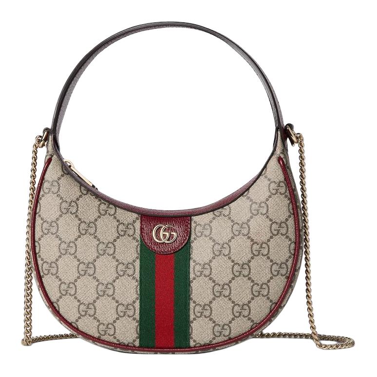 

GUCCI Офидия холщовая с кожаной отделкой маленькая женская сумка через плечо бежевая и коричневая