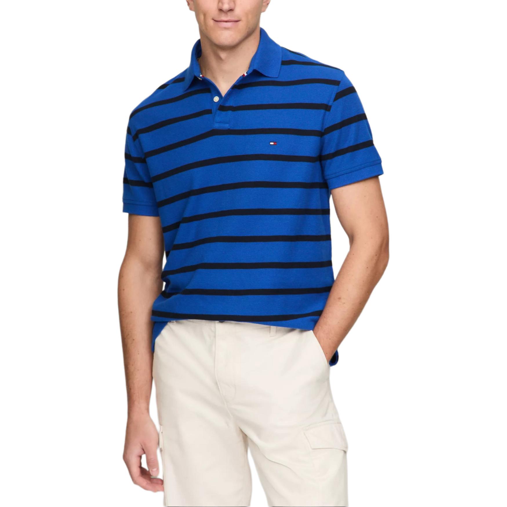 

Поло мужская темно-серая в полоску Tommy Hilfiger, темно-серый