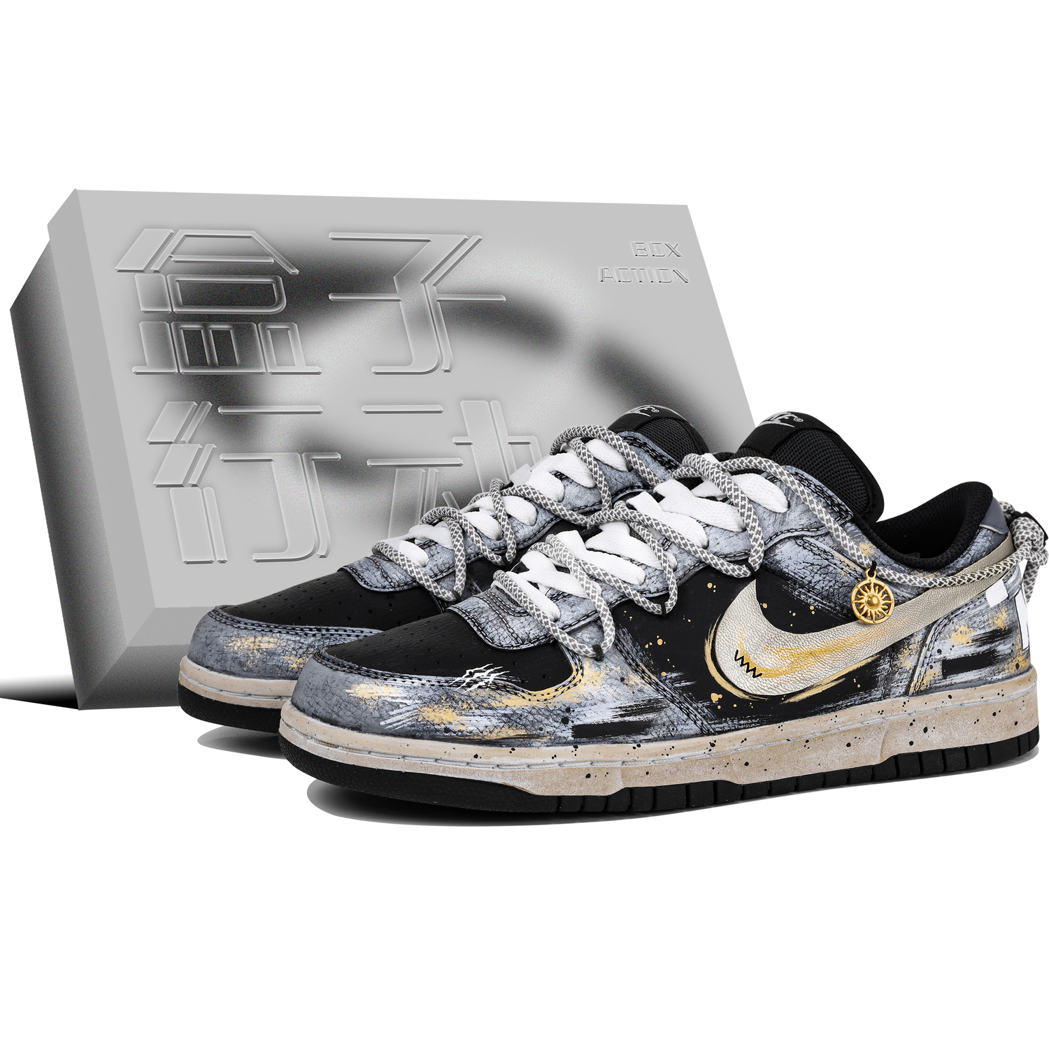 

Nike Большие скейтерские кроссовки мужские low top White/Gold
