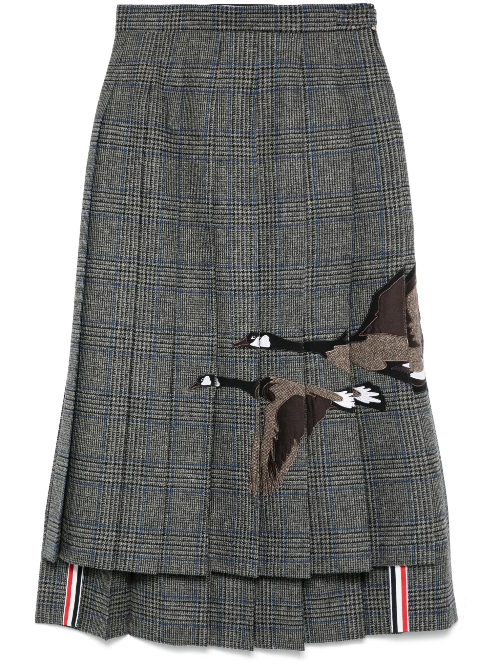 

Плиссированная юбка миди с аппликацией Flying Geese THOM BROWNE, серый