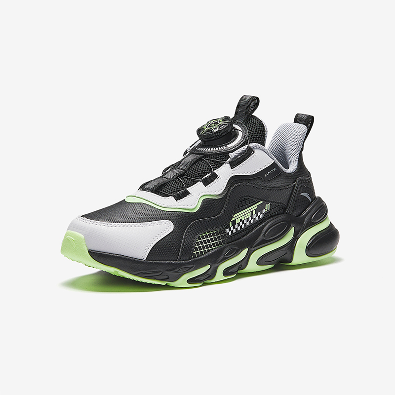 Antakids Легкие амортизирующие низкие детские кроссовки black white green kids — фото 3