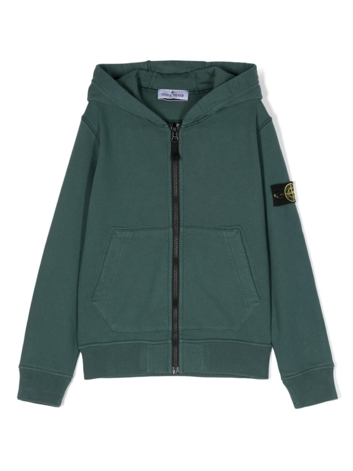 

Stone Island Junior худи на молнии с нашивкой Compass, зеленый