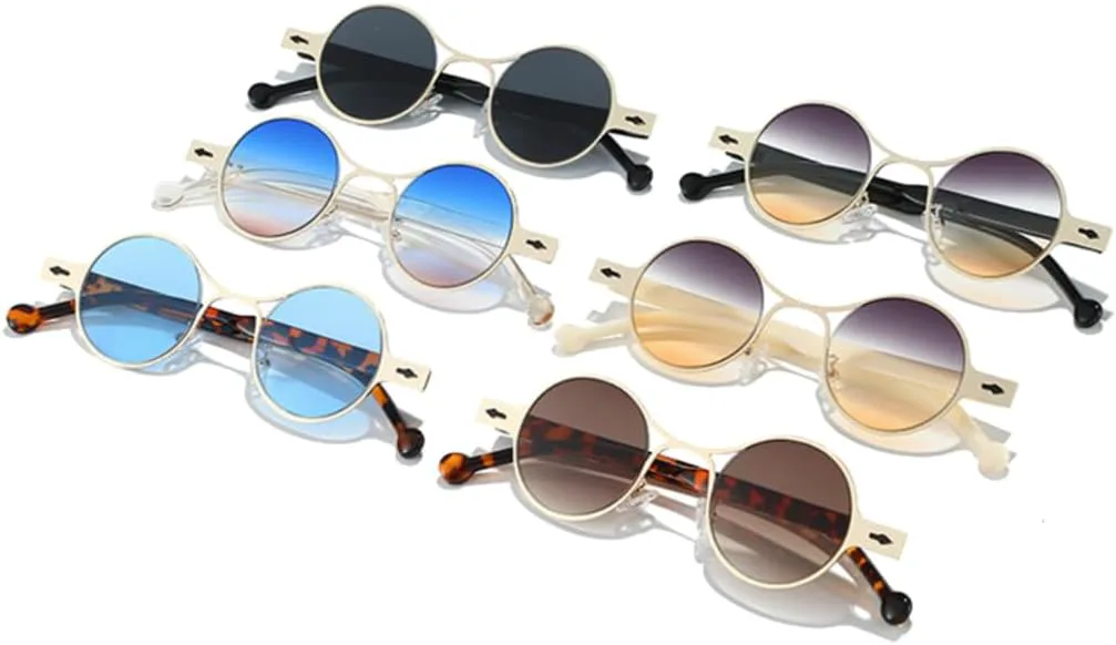 

Ретро круглые металлические панк-солнцезащитные очки для мужчин с заклепками, защита от УФ-излучения UV400, модный градиент для женщин HHZZYVY, Black Grey Tea