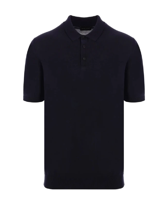 

Темно-Синяя рубашка-поло, повседневный стиль Roberto Collina, черный
