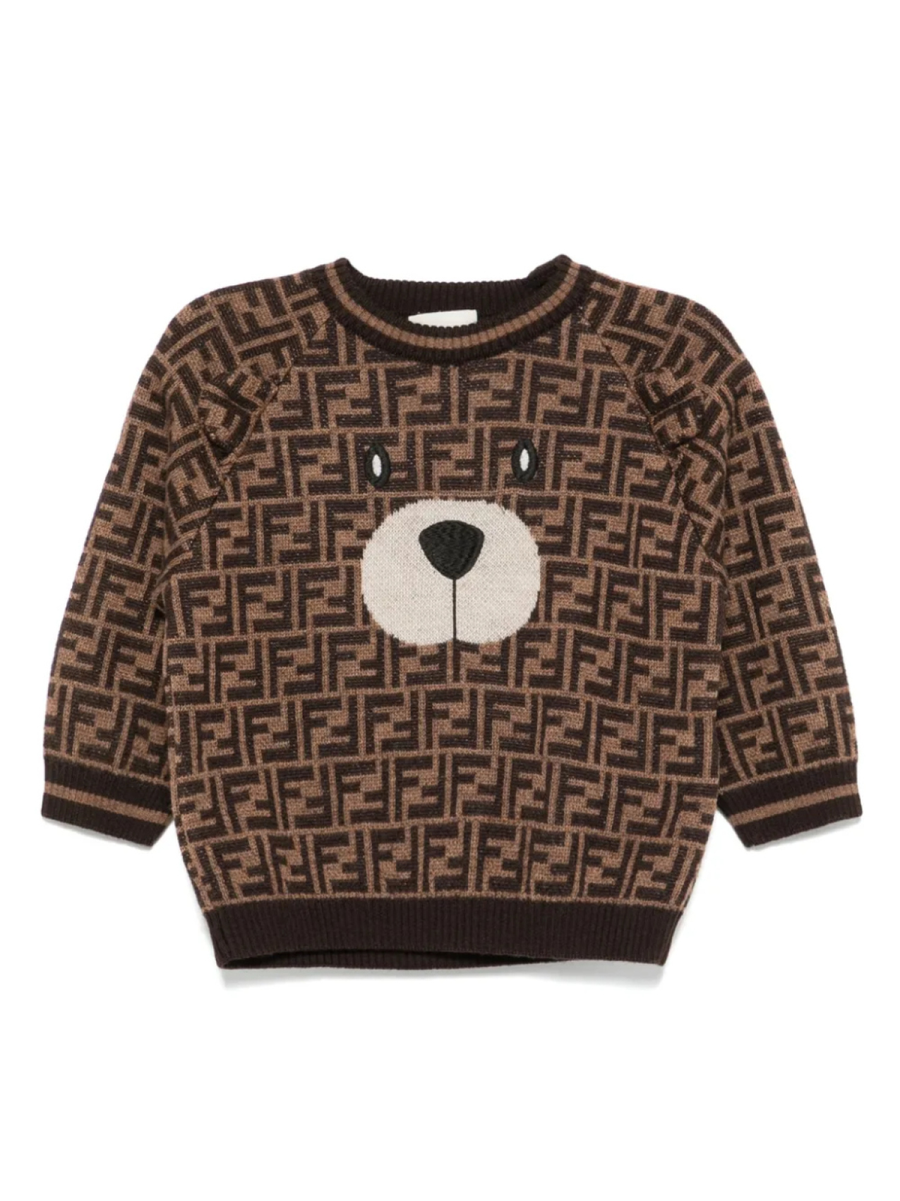 

Шерстяной свитер с круглым вырезом Fendi Kids, коричневый