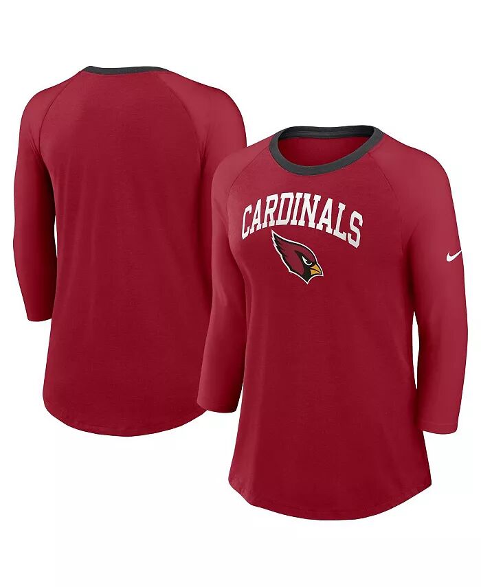 

Женская футболка Cardinal Arizona Cardinals с рукавом 3/4 реглан Nike, красный