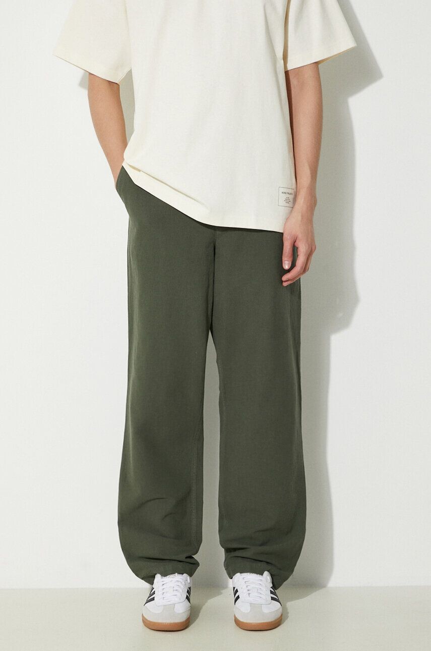 

Свободные брюки из смесового хлопка и льна Ezra Norse Projects, зеленый