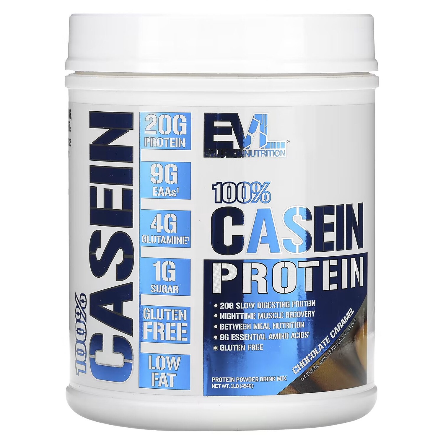 

100% Казеиновый протеин, шоколадная карамель, 1 фунт (454 г) Evlution Nutrition