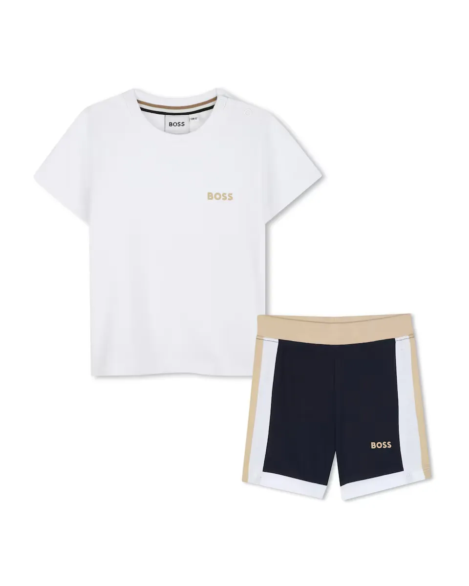 

Белый хлопковый комплект для мальчика BOSS Kidswear