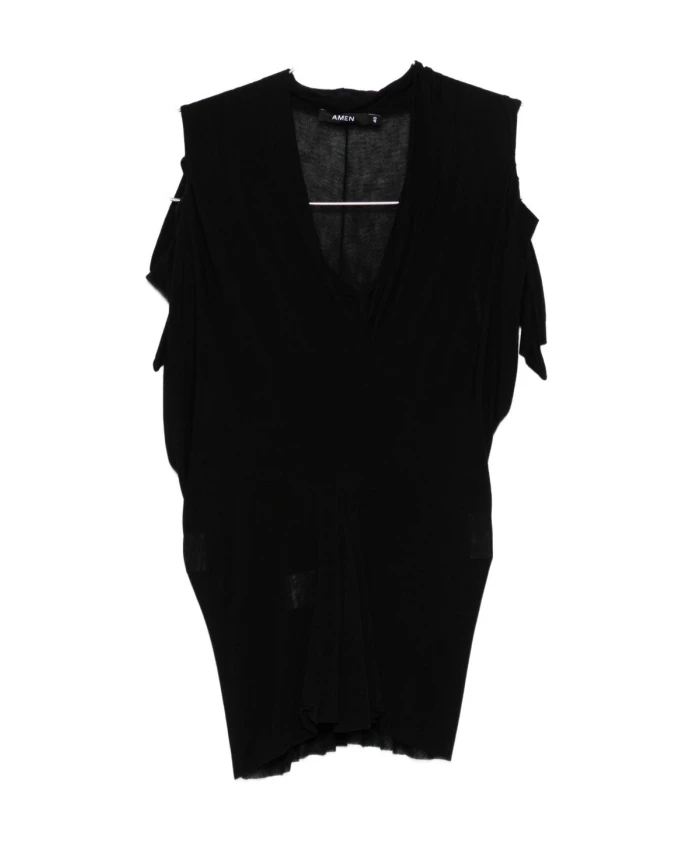 

Черный свитер с V-образным вырезом и вырезами на плечах Amen, черный