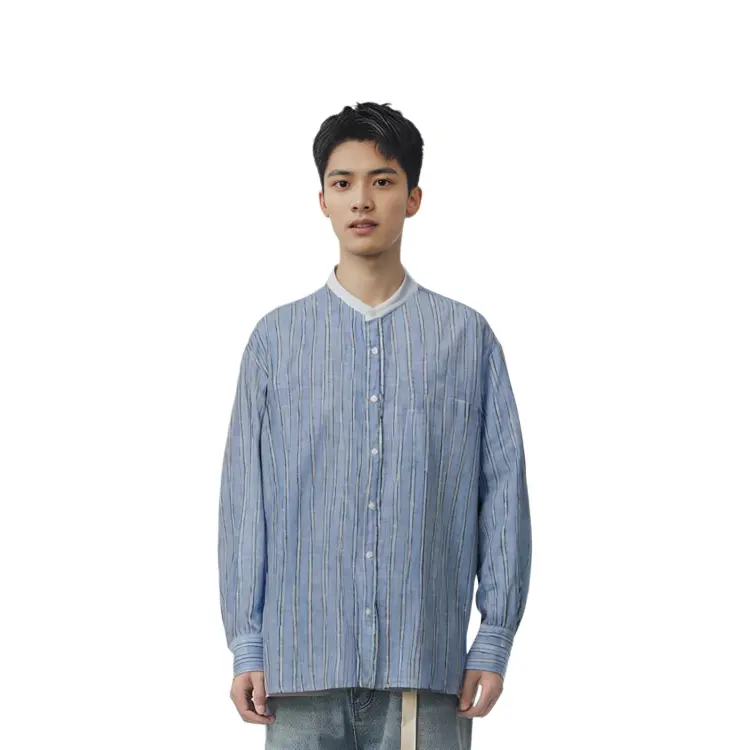 Jw Anderson Jw Anderson Co-Branded Series Shirt Men Powder Blue Uniqlo, розовый/голубой — фото 3