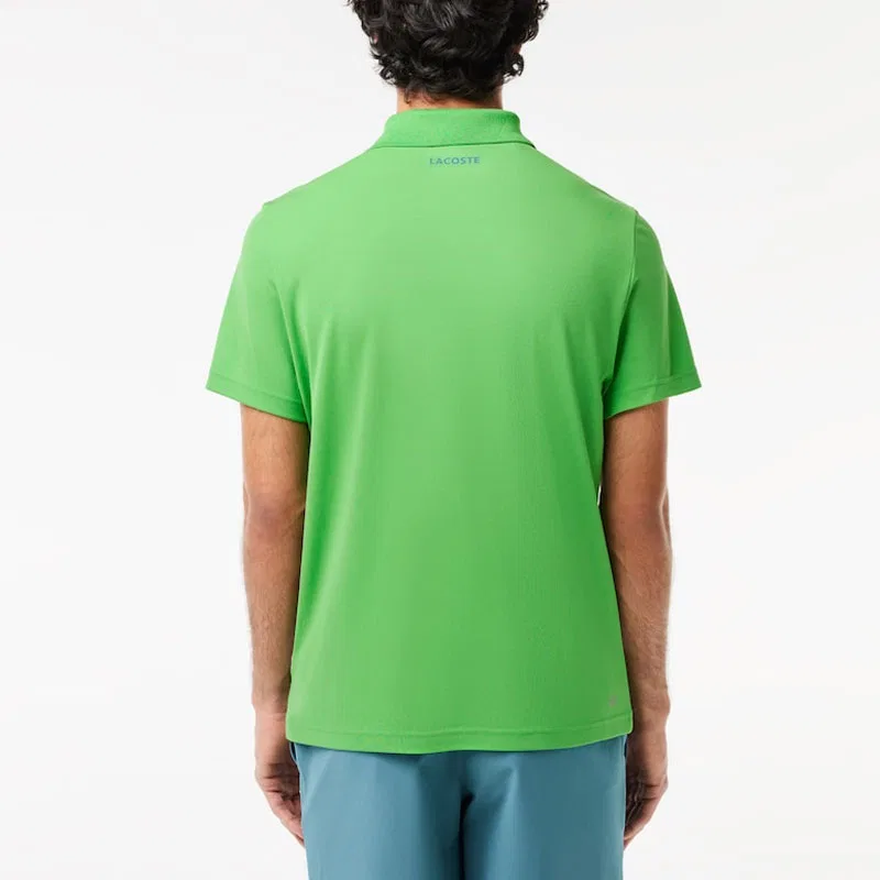 Поло LACOSTE Ultra Dry с логотипом, каштаново-зеленый — фото 4