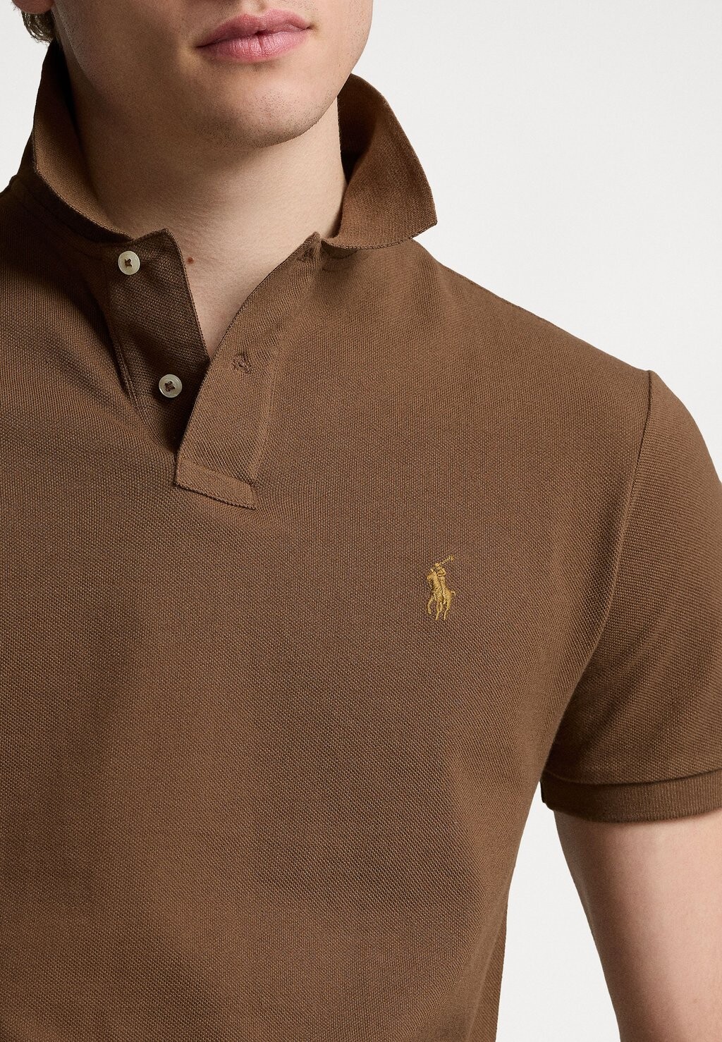 

Рубашка поло CUSTOM SLIM FIT MESH POLO SHIRT Ralph Lauren, коричневый