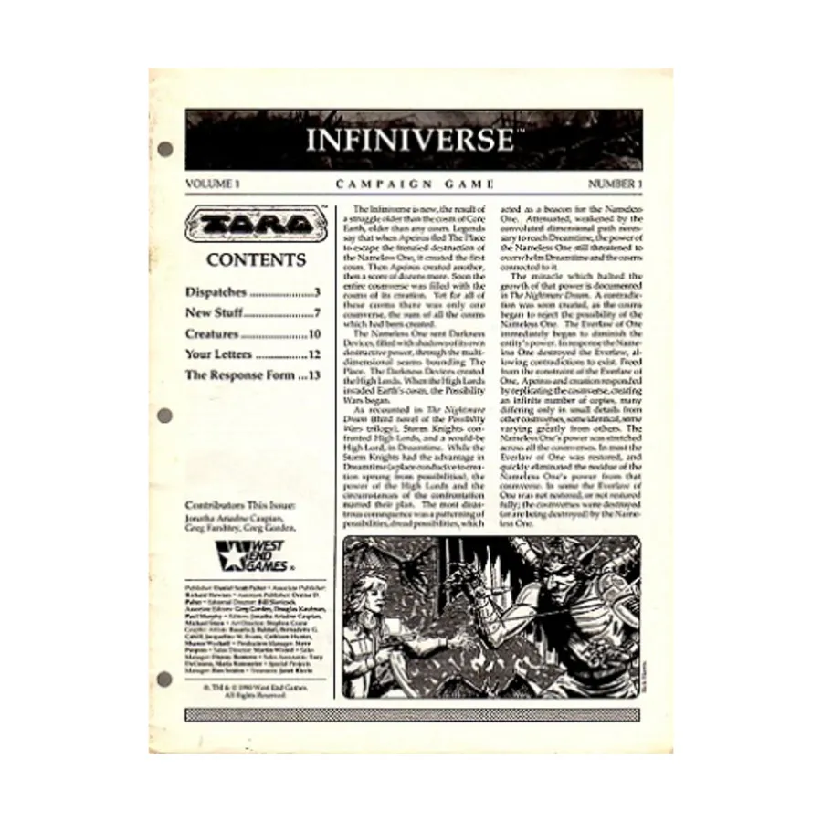 

Журнал Vol. 1, #1 "Dispatches, Creatures", Torg - Infiniverse Magazine