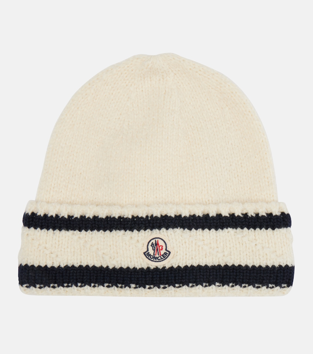 

Шапка из полосатой шерстяной смеси Logo Moncler, белый