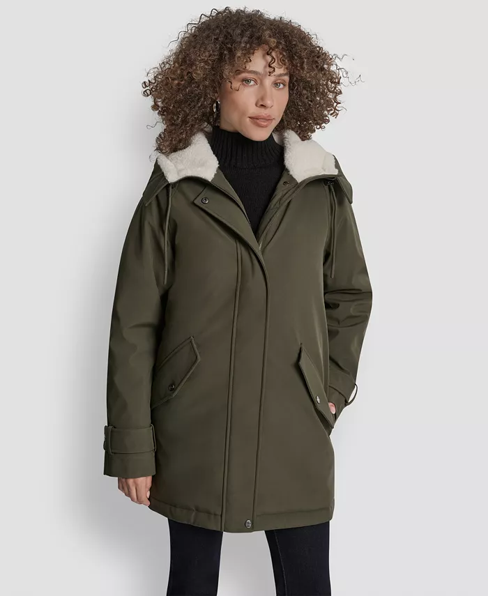 

Женское пальто Softshell с капюшоном и подкладкой из искусственного меха DKNY, зеленый