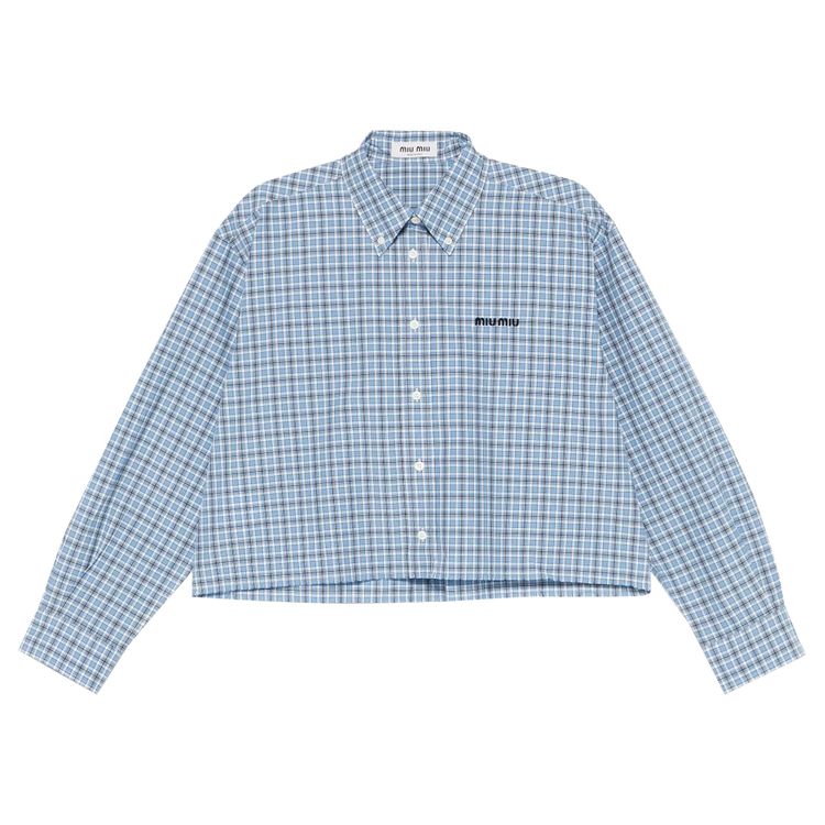 

Рубашка Miu Miu Check Shirt 'Celeste/Blue', синий