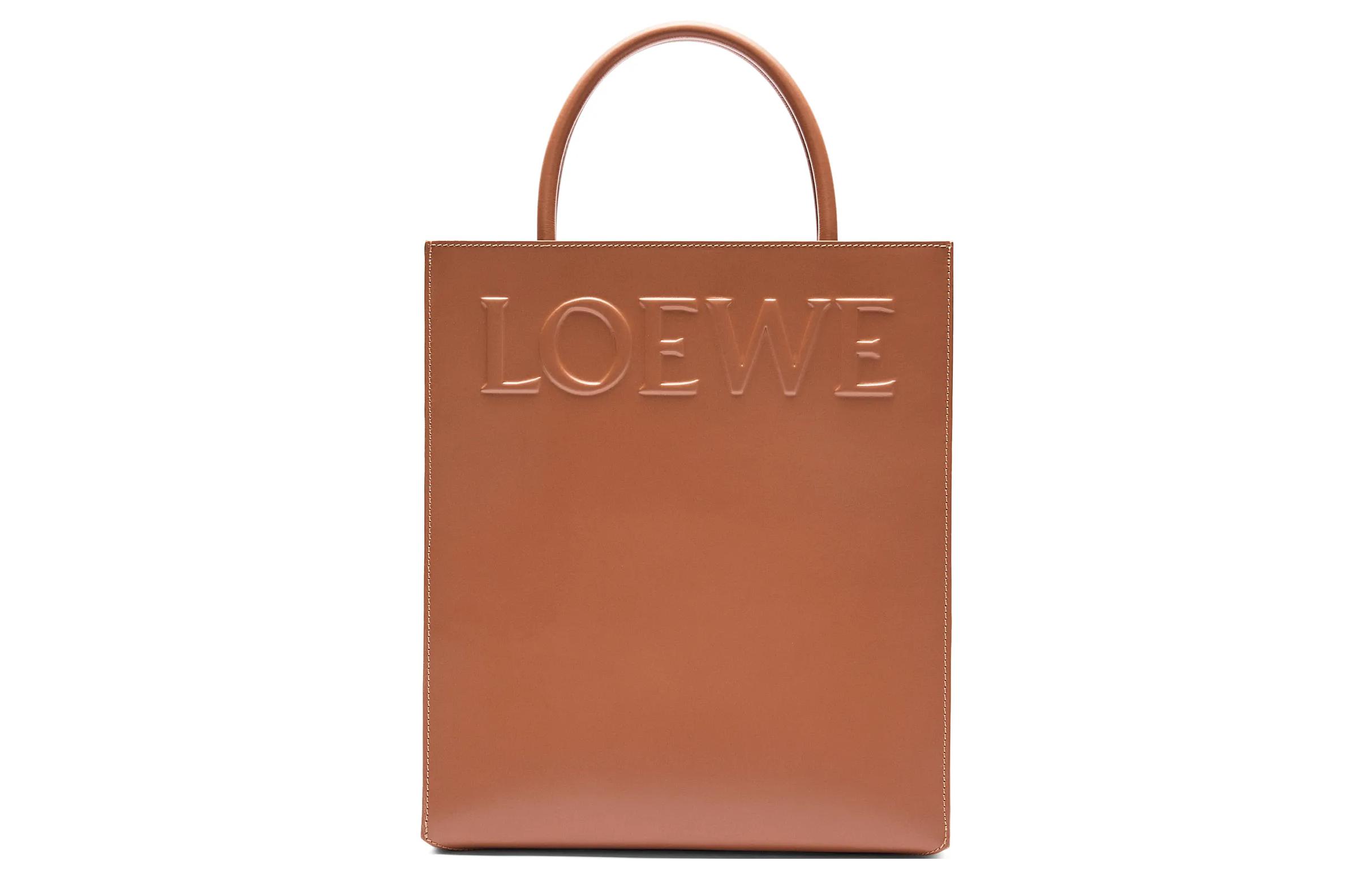 

LOEWE Глянцевая кожаная сумка-шоппер через плечо кроссбоди женская коричневая