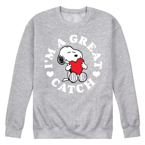 

Мужская флисовая толстовка с принтом «Peanuts Great Catch» Licensed Character, серый