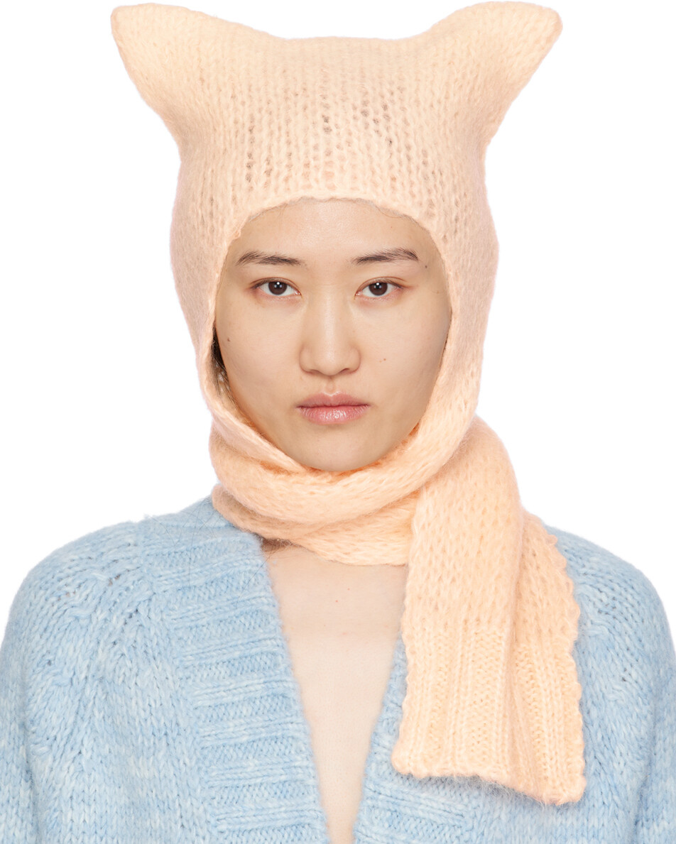 

Розовая шапка-шарф из выцветшего мохера Maison Margiela