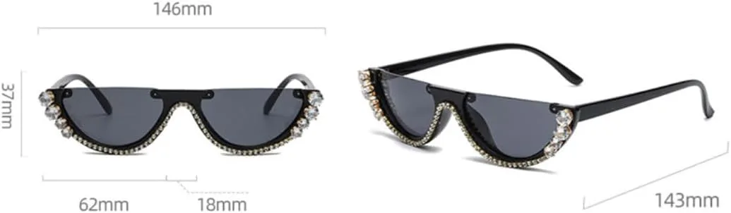 

Женские солнцезащитные очки «кошачий глаз» в модной полуободковой оправе с защитой от УФ-излучения UV400, украшенные роскошными стразами VRTRFFTR, White-black