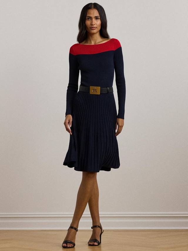 

Миди-платье patney с длинным рукавом Ralph Lauren, цвет Navy/Red