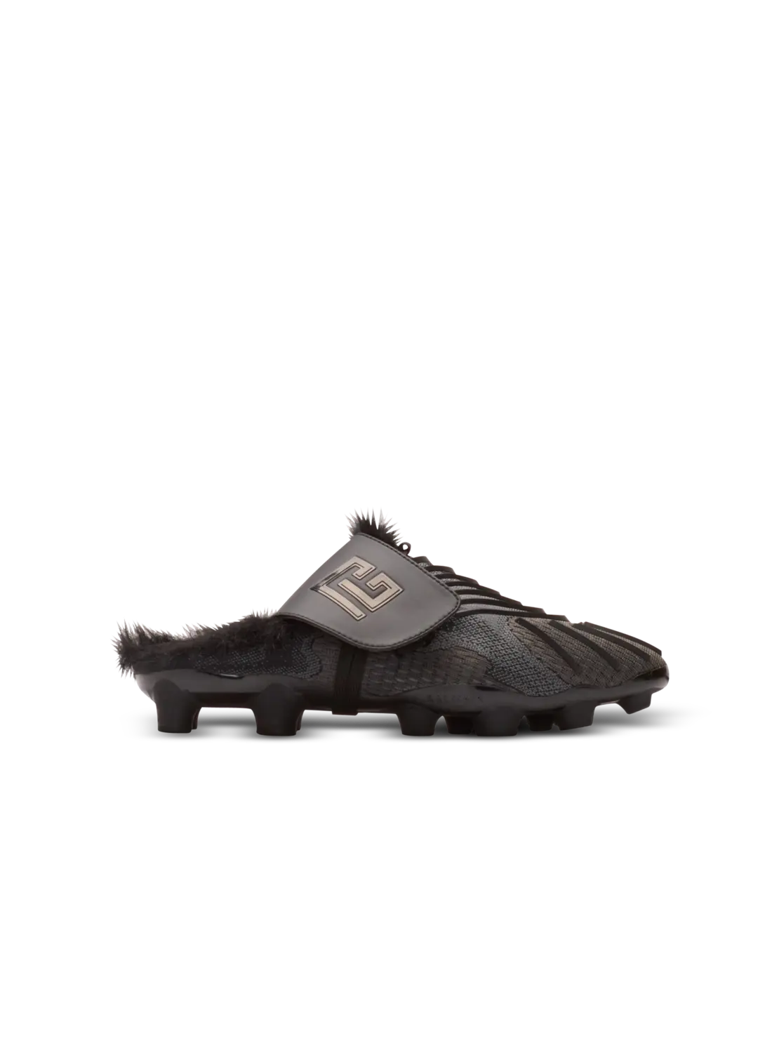 

Мюли Half Time с отделкой из искусственного меха и технических тканей Balmain, черный