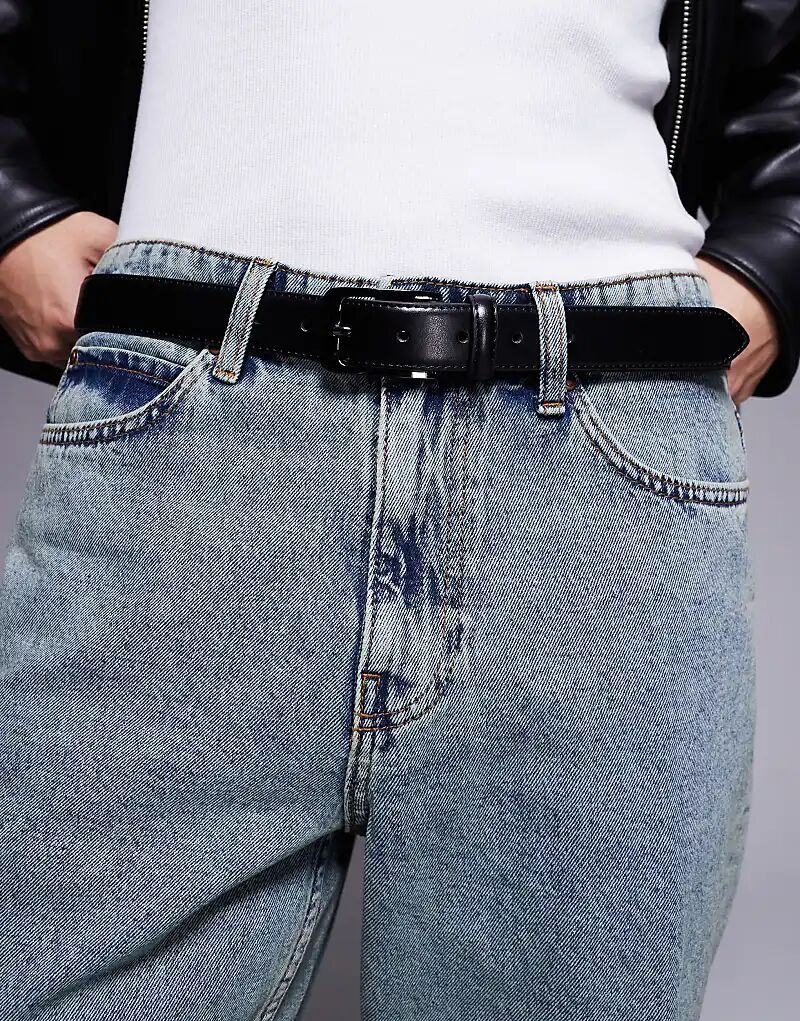 

Базовый ремень из искусственной кожи черного цвета River Island