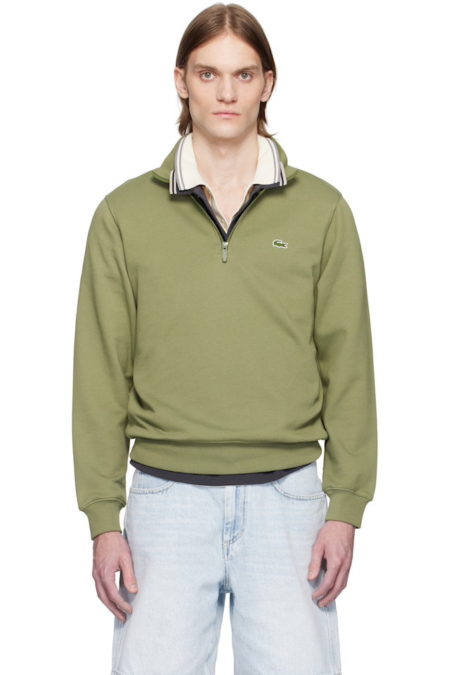 

Флисовая толстовка с молнией и высоким воротом Lacoste, зеленый