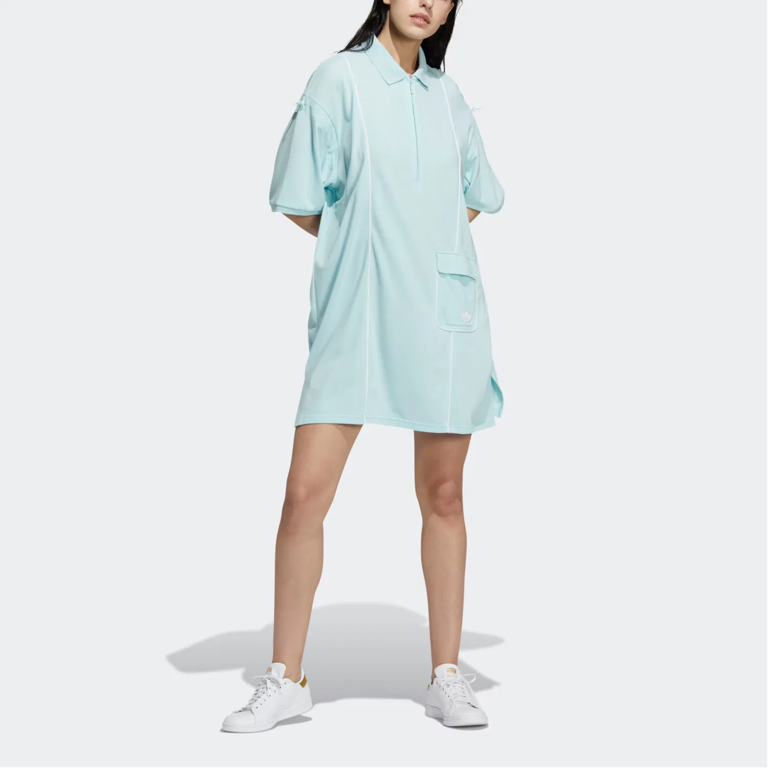 Платье с коротким рукавом Adidas Originals мятно-зеленое — фото 3
