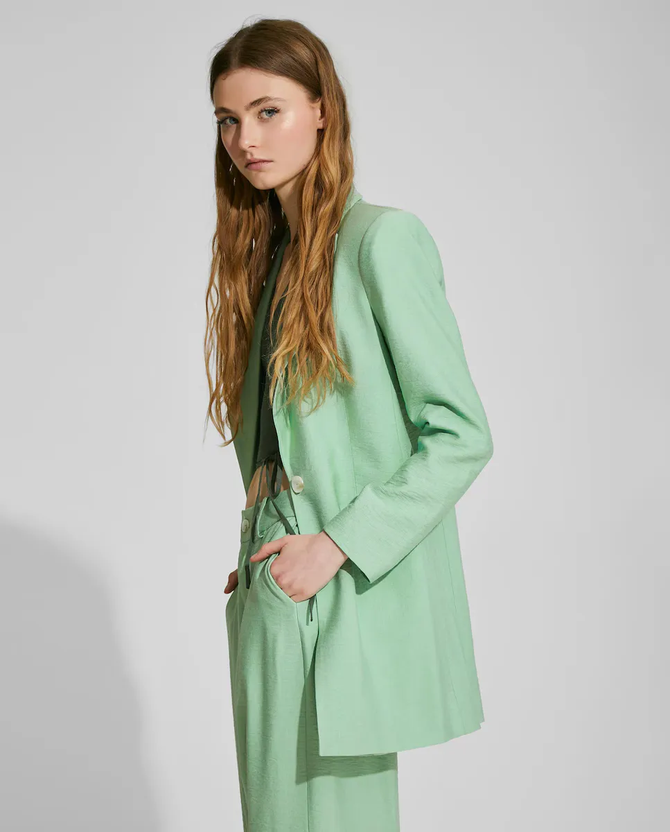 

Длинный женский пиджак с подплечниками Naëlle, цвет Verde Agua