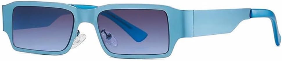 

Ретро-солнцезащитные очки прямоугольной формы из нержавеющей стали для женщин, модные солнцезащитные очки для мужчин, защита от УФ-излучения UV400 MTZJH, Blue Gray Gradient