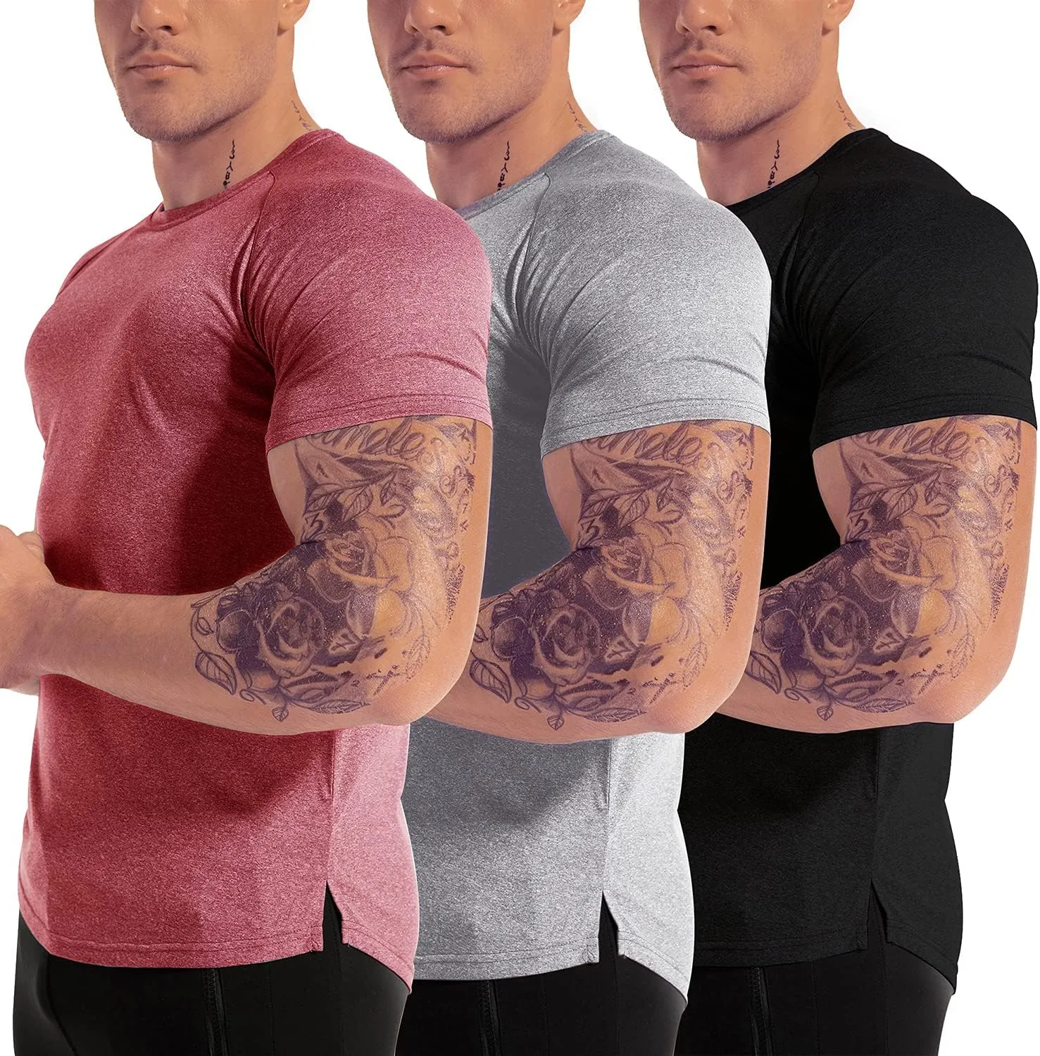 

Мужская футболка Dry Fit с коротким рукавом, 3 шт, Moisture Wicking GYMELITE