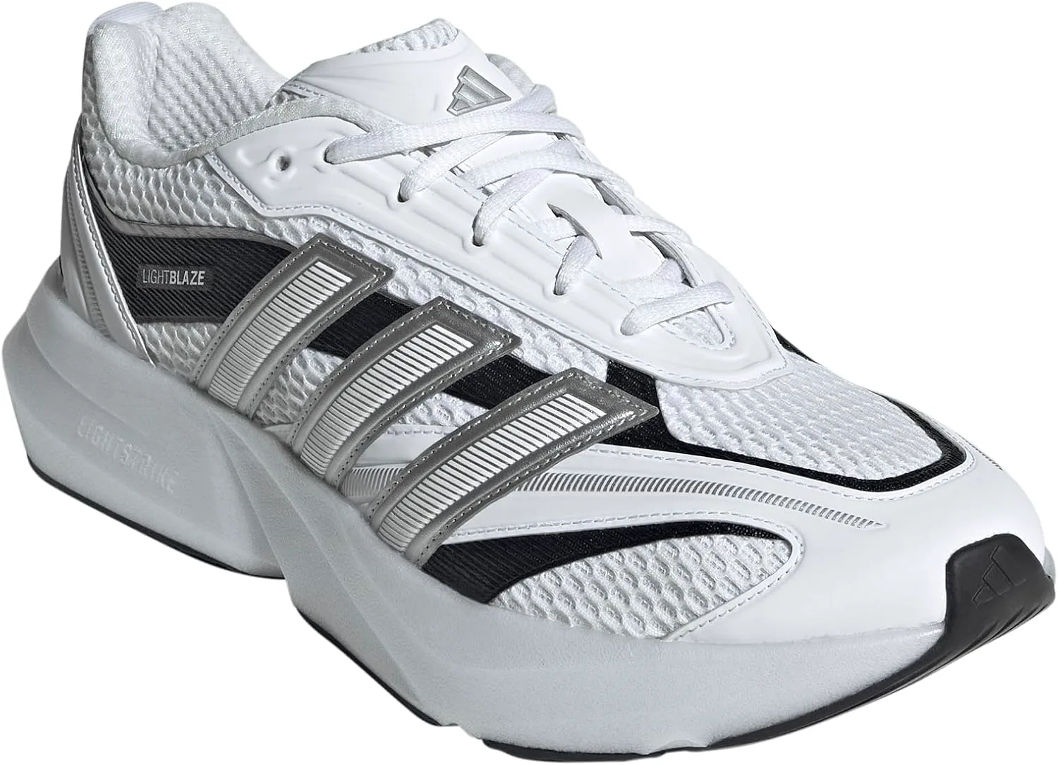 Мужские кроссовки Adidas Lightblaze Glow на шнуровке для повседневной носки - синие, белый/серебристый/черный — фото 4