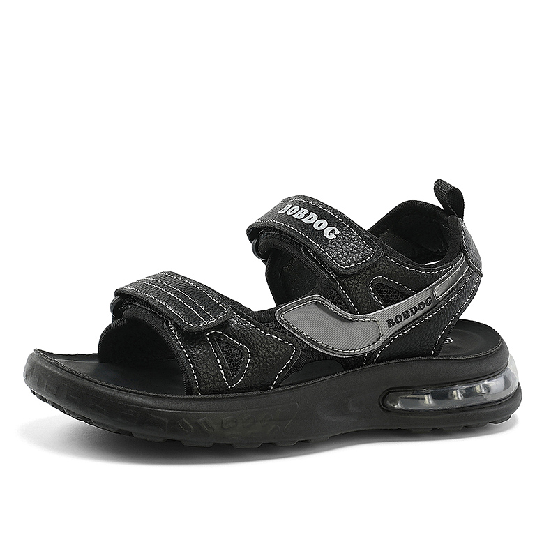 

Сандалии детские износостойкие противоскользящие для подростков BOBDOG, черный/серый