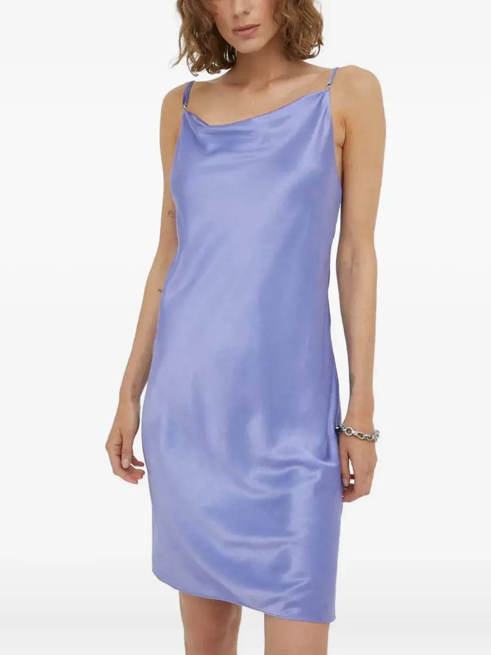 

Мини-платье с драпированной горловиной и тонкими бретелями Samsoe Samsoe, фиолетовый