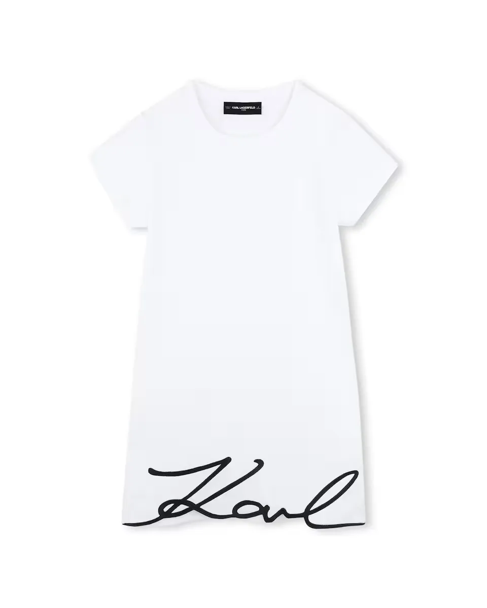 

Платье для девочки из 100% хлопка с короткими рукавами Karl Lagerfeld Kids, белый