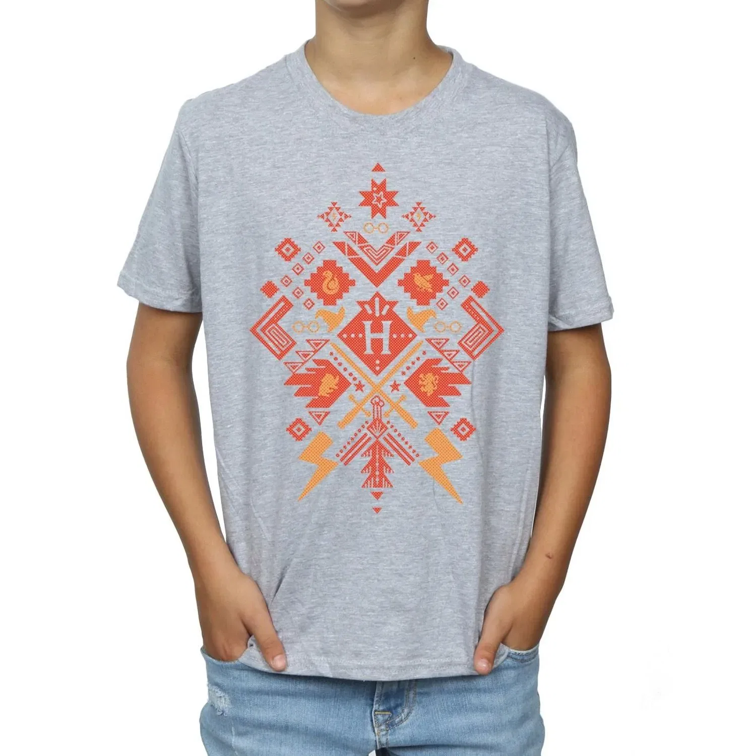 Футболка с принтом Fair Isle Harry Potter, серый — фото 3